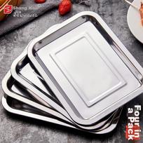 Suncojia (Suncojia) Stainless Steel Tray, Barbecue Grill Pan, Serving Tray, Dinner Plate, Oven Baking Tray, Barbecue Tool Accessories, Set of Four