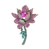 Weiman Purple Red Lotus Flower Brooches Luxury Women Fashion Rhinestone Crystal Gold Plated Alloy Customize Designer Brooch Pins XD823175 auksas