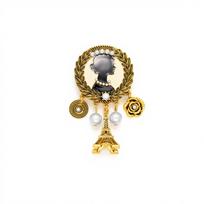 Weiman Paris Fashion Eiffel Tower Beauty Pearl Flower Brooches Luxury Women Rhinestone Crystal Customize Designer Brooch Pins XD825568 auksas