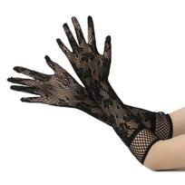 Seksualios ilgos nėriniuotos pirštinės tinklelis gėlėtas gotikinis pankroko pirštinės nailonas elastanas Kalėdos Helovinas pirštinės tamprios puošybai black