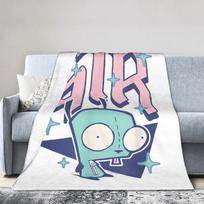 Invader Zim Taco Gir Y2K Cartoon Knitted Blanket Fleece Throw Blankets Bed Sofa Decoration Soft Warm Bedspread Size: 75*100cm, Weight: 230 GSM