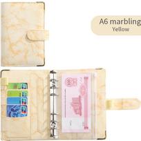 A6 PU Loose-leaf Notebook Binder Budget Planner Marble Agenda Cash Storage Tally Book Children's Gifts Gold Corner Protector (as the picture,A6 13*9cm)