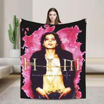 Him Band Blankets Ville Valo Finnish Singer Airplane Travel Flannel Throw Blanket For Bedroom Super Warm Quality Bedspread Gift Size: 75*100cm, Weight: 230 GSM