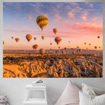 Atmosphere Turkish Landscape Hot Air Balloon Tapestry Wall Decoration Canvas Landscape Painting Background Bedroom Tapestry 100X70CM