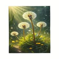 Charming dandelion printed flannel blanket - designed with vibrant natural inspiration and a starry sky background under the sun Size: 75*100cm, Weight: 230 GSM