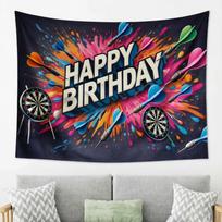 1pc 2D Flat Printed Tapestry, Darts themed festive design for birthday parties, multi-purpose for home decoration 100X70CM