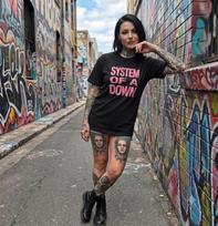 System Of A Down Band Tshirt Black With Pink Graphic Uk Tour 2026 S