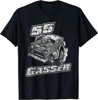 Vintage 55 Gasser Distressed Look Hot Rod Car Enthusiast Unisex T-Shirt S įvairiaspalvis