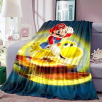This 1PC Mario Bros. Cartoon Flannel Blanket Is Soft and Warm, Suitable for Bedrooms, Living Rooms, Beds, Travel, Camping, and 9 75X95CM