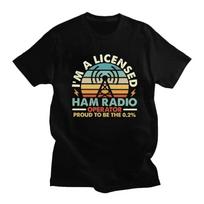 Custom Male Licensed Ham Retro Radio Operator T Shirts Short Sleeve Cotton Tshirts Streetwear T-shirt Leisure Tees Clothes S įvairiaspalvis