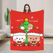 Bubu and Dudu Merry Christmas Tree Santa Blanket  Soft Warm Throw for Sofa Bed Couch Winter Holiday Decor 75X95CM