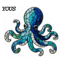 Unique Craft Gifts for Friends Octopus Mosaic Kit Beginners, DIY Acrylic Sea Animal Glass Set with Step-by-Step Life Projects Instructions, A