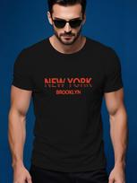 Crew Neck Tshirt with Bold NEW YORK Graphic - Lightweight... S įvairiaspalvis