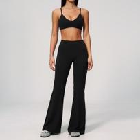New Cream Sports Suit Deep V High Waist Belly Pilates Training Yoga Suit Two-piece Set S