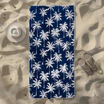 Blue Tone Palm Tree Ocean Art Beach Towel, Soft Quick‑Dry Microfiber Towel for Pool Vacation Daily Essentials 50x100cm