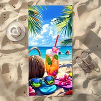 Install Tropical Palm Trees and Cocktail Beach Towels Anti Sand Quick Drying Swimming Pools Outdoor Travel with Palm Tree Towels 50X100cm &1pc
