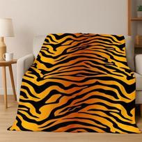 luxurious Leopard Tiger Print Beast Fur Flannel Blanket Soft Warm Throw Blanket for Bedroom Living Room Bed Travel Camping Gift Size: 75*100cm, Weight: 230 GSM