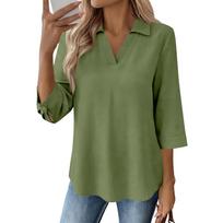 Women's 3/4 Sleeve Shirts Graphic Tees Shirts Casual Basic Tops Pullovers L armijos žalia spalva