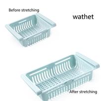 Fridge Drawer Organizer, Stretchable Fridge Shelf Holder Storage Box, Pull-Out Refrigerator Storage Box Holder Food Organizer, Container For Food One Size šviesiai mėlyna spalva