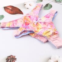 Japanese Style Embroidered Women's Thong - Low-Rise Sexy T-Back Underwear M (95-105 jin) rožinė