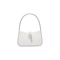 Michael Kors MK Lyra Jacquard Denim Silver Lock Underarm Bag Women Shoulder Bag White 35T4S1YC5C-085 Basic Set (Bag+Dust Bag)