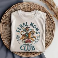 Feral Moms Club Tiger Crest T-Shirt | Retro Animal Illustration, Social Club Graphic L
