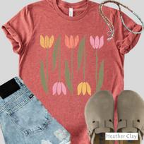 French Tulips T-Shirt: Botanical Vintage Flower Tee XL
