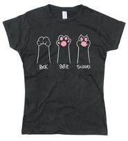 Funny Womens T Shirt Cat Paws Rock Paper Scissors Regular Fit Cotton Tee S