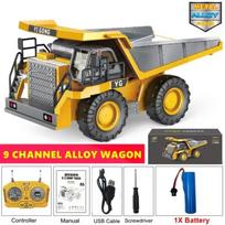 4WD Remote Control Excavator Toy Radio Controlled RC Dump Truck Vehicle Crawler Bulldozer Construction Buggy Light and Sound Car