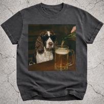 English Springer Spaniel Drinking Beer Shirt, Funny Springer Dog Meme Tee, Beer Lover Gift, Springer Owner Vintage Tee, Novelty Dog Shirt M