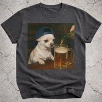 White Chihuahua Drinking Beer Shirt, Funny Chihuahua Dog Meme T-Shirt, Beer Lover Gift, Chihuahua Owner Vintage Tee, Silly Novelty Shirt S