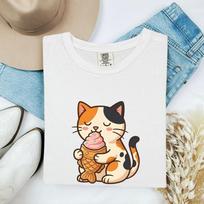 Calico Puss Shirt Cat Bakery Gift Women Charming Tee Cat T-Shirt Feline Fan Kitty Tshirt Bakery Design Graphic Dessert Tshirt XL