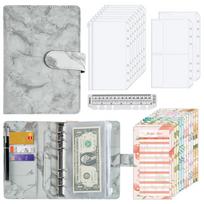 A4 Notebook Binder Planner PU Leather Hardcover Style with Cash Envelopes and Budget Sheet Set (Gray,80 Pages) pilka spalva