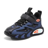 Kids Children Velcro Sport Shoes Sneakers Lightweight Breathable Leather Casual Shoes Big Size 38&All Seasons&Unisex mėlyna