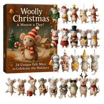 Christmas Advent Countdown Calendar 2D Acrylic Winter Holiday Decoration Christmas Countdown Decoration with 24 Mice Ornaments L