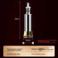 Glass Oil Dispenser Set with Stainless Steel Bottles, 300ml*2, Soy Sauce Seasoning Bottle, Vinegar Jug, Leak-Proof Oil Pourer, Non-Drip Oil Dispenser
