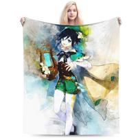 Genshin Impact Venti Blankets Velvet Summer Air Conditioning Barbatos Anime Multi-function Warm Throw Blanket for Bed Car Quilt Size: 75*100cm, Weight: 230 GSM