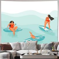 Ocean Wave Surfing Tapestry Beach Vibes Wall Hanging Aesthetic Room Decor Hippie Coastal Home Decor Gift Summer Vibes Travel The 100X70CM