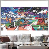 Trippy Psychedelic Tapestry Wall Hanging Desert Landscape Art Nature Tapestry Festival Decor Bohemian Home Decor Spiritual Wall 100X70CM
