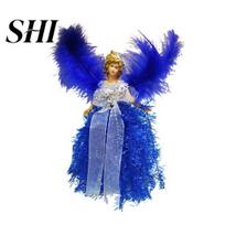 Christmas Decor Hanging Doll Adorable Wide Application Fabric Merry Ornament Plush Angel Toy for Home mėlyna