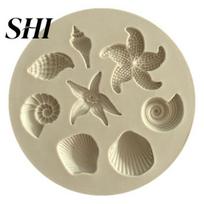Kriauklė Starfishs Shell Shape Silikoninis Tortas Formelės Saldainių kepinių dekoravimo įrankis sidabras