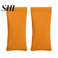 Eyeglass Case 2 Pcs Sunglasses Pouch Soft Auto-Closing Stylish Faux Leather Soft-lined Organizer Anti-Scratch Lining Compact Glasses Bag Microfiber oranžinė