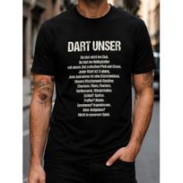 Men's Black Graphic Tee With German Dart Humor Text Short Sleeve Crewneck Cotton Casual Wear For Hobby Players And Sports Fans S juoda