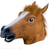 Brown Horse Head Mask Halloween Realistic Prank Game Props Full Head Animal Mask Girl Men Funny Cosplay Horse Latex Headgear 1PC