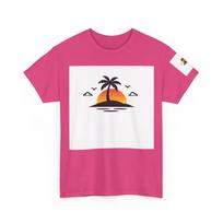 Tropical Sunset Palm Tee | Beach Island Graphic, Summer Vibes S