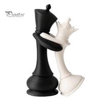Small Chess Figurine King Queen Piece Figurine, 3D Printed Couple Statue, Black Decoration White for Anniversary Wedding Party Valentine Day Decor