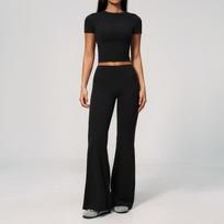 New Cream Sports Suit Casual Skinny High Waist Hip Lift Outdoor Fitness Running Quick-Drying Sportswear S