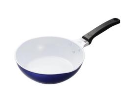 Kyocera Frying Sauce Deep Ceramic IH Kyocera Pan, & Pan, Coating, 22cm, White/Blue, Compatible, Cerabrid, CF-22SB-WBU