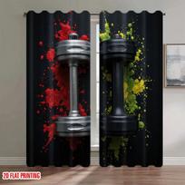 Dumbbell Splatter Painting Fitness Theme Print Drapes Room Darkening Window Curtains for Home Decor,Rod Pocket Blackout Curtains 60×150cm