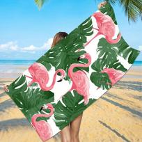 Light Sky Blue Base Pink Flamingo Monstera Palm Leaf Beach Towel Soft Quick Dry Sandproof Towel Tropical Summer Beach Vacation 50X100cm &1pc